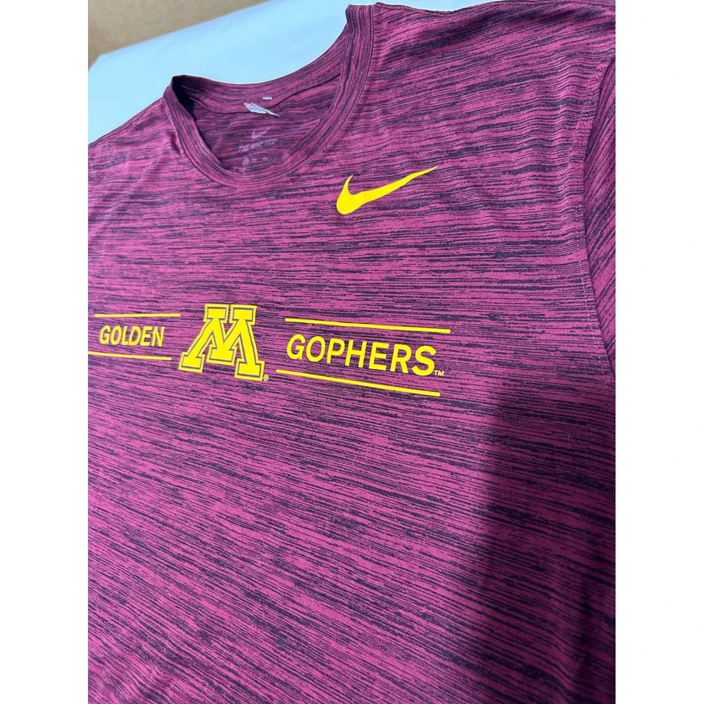 Nike Minnesota Golden Gophers Dri-FIT‎ Maroon Space Dye Shirt Mens XXL NCAA